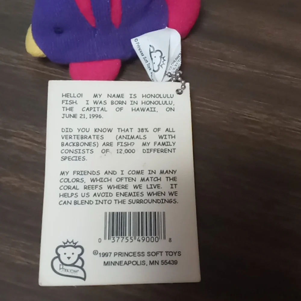 Weebeanies Honolulu Fish Keychain 1997 Princess Soft Toys NWT - Picture 3 of 5